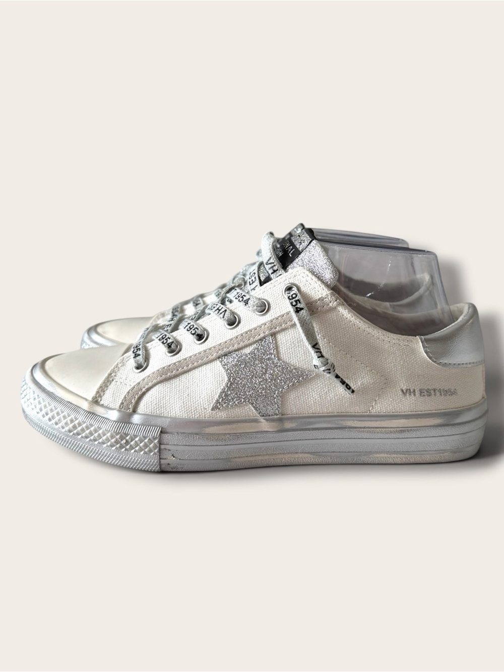 Vintage Havana White & Silver Low-Top Sneakers - Picture 3 of 12
